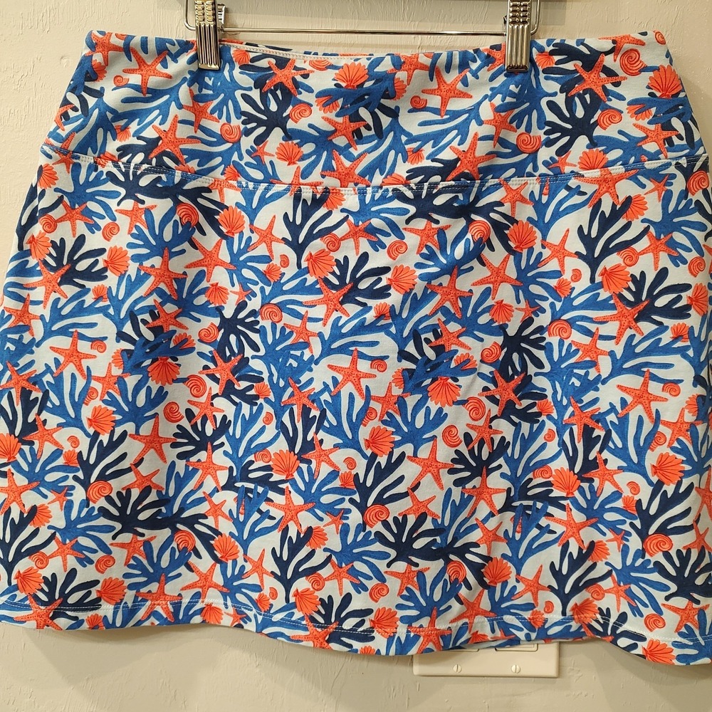 Teez Her Skort Women Sz 1X Pull On Tummy Control Stretch Tropical Coastal Core